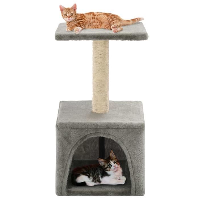 Comparer les prix de Arbre à chat - AKOZON - AKO7646491599598 - 55 cm - Gris - Corde en sisal