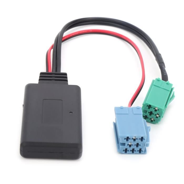 Akozon câble adaptateur radio Adaptateur Audio automatique Mini connecteur ISO 6Pin 8Pin câble Bluetooth 5.0 AUX pour Renault Clio