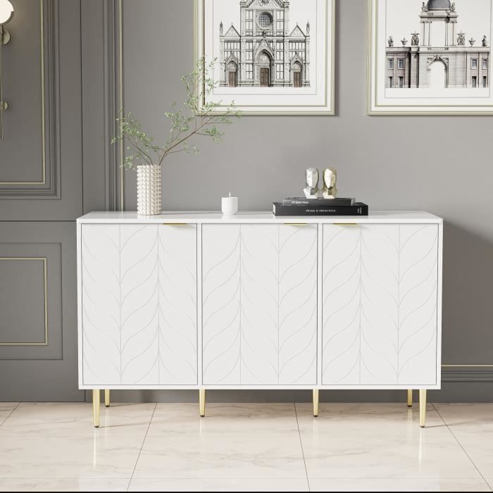meuble de rangement, design motif floral, buffet, moderne et simple, chambre, salon et salle de bain, blanc