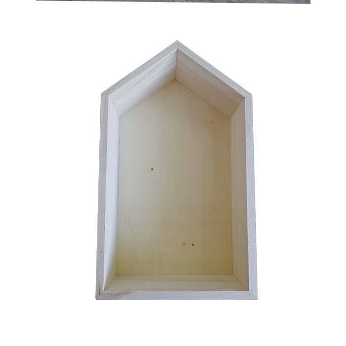 etagère en bois maison - artemio - 30,5 x 18 x 10 cm - beige - aspect bois - classique - intemporel