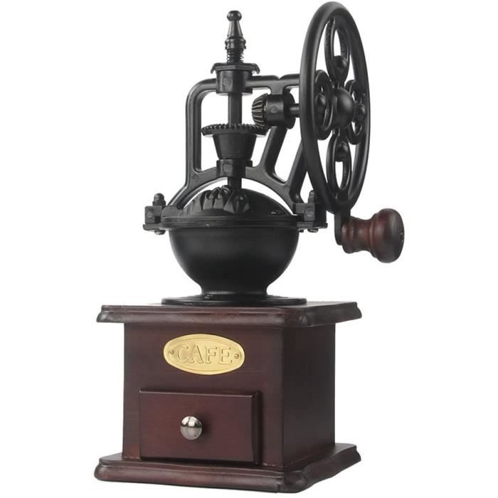 Moulin à Café Manuel En Fonte - Meule Conique Réglable - Tiroir De Récupération - Style Vintage