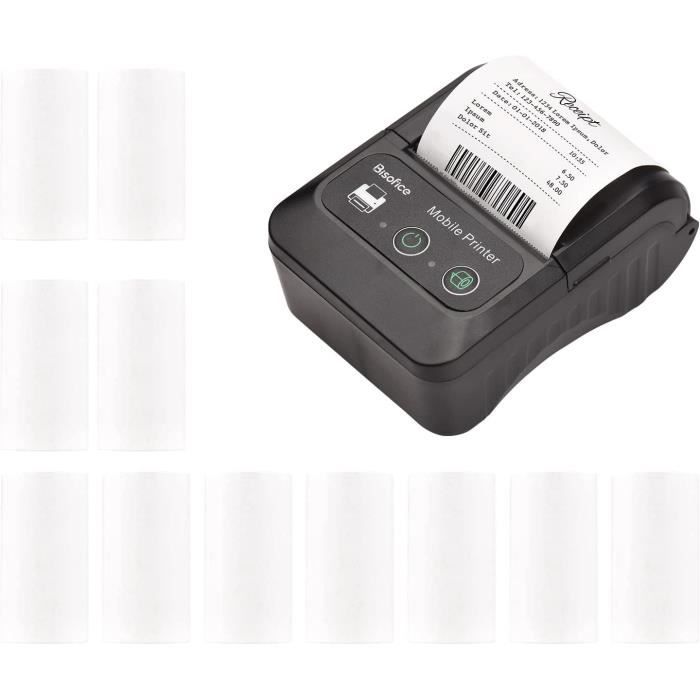 Mini Imprimante De Poche Bluetooth Avec 11 Rouleaux De Papier - Imprimante Thermique Portable Sans Encre Pour IPhone, Android, Notes, Photos & Voyages