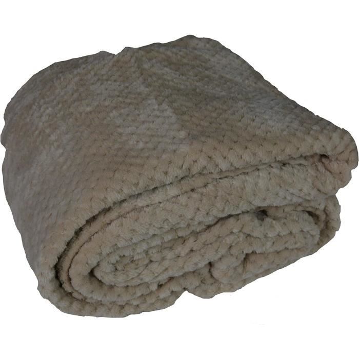 LumiSyne Plaid Nid D’Abeille Gaufre Flanelle – Couverture Douce Chaleureuse Couleur Unie – 4 Tailles Luxe Jeté Canapé Lit