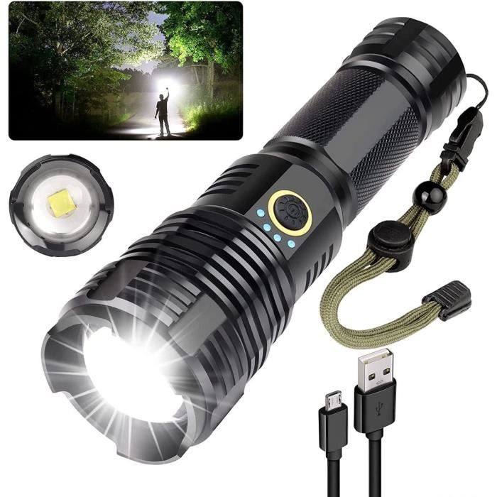 Lampe de poche LED Rechargeable haute puissance, Mini torche puissante et  étanche avec Zoom, idéale pour le Camping et les activités en plein air