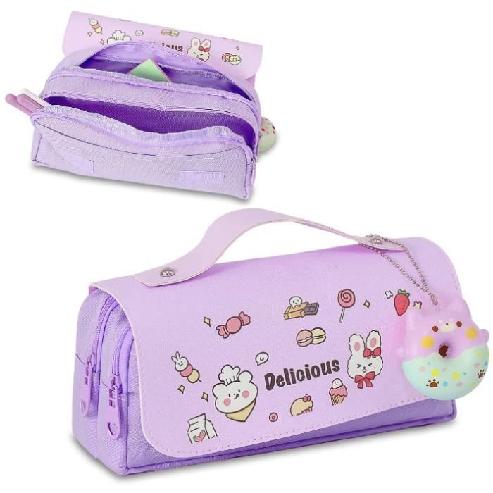 SUAPOZ – Trousse Scolaire Avec 12 Feutres Coloriage Double Pointe – Étui Grande Capacité Transparent – Non Toxique – Pour Enfants Et Artistes