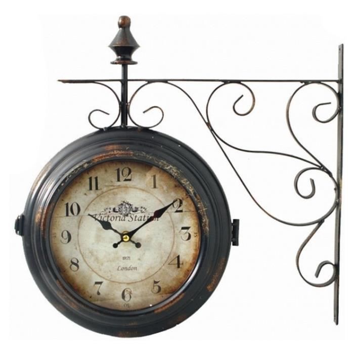 HORLOGE PENDULE DE GARE BI FACES EN FER FORGE - Achat ...