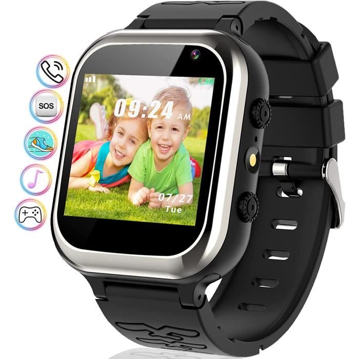 Communication Urgence Montre Connectée Enfant GLKYSOE - Appels SOS, 14 Jeux, Caméra - Pour Enfants 3-12 Ans - Noir Smartwatch Enfant Avec Sos
