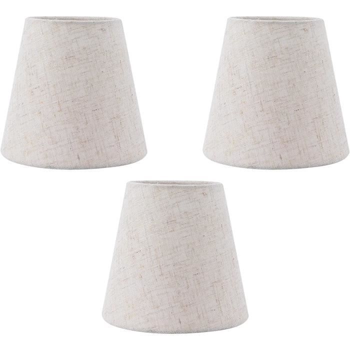 Lot De 6 Abat-jour Cylindriques En Lin Naturel - Compatibles E14/E27, à Pince, Pour Lustres, Appliques, Lampes - 5