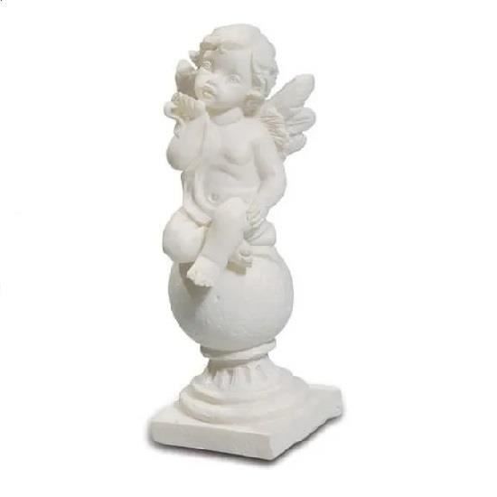 Statuette Ange Blanc Musicien 17 Cm Résine - Décoration Classique - Fabriqué En France