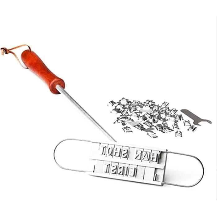Fer à Marquer La Viande Barbecue - 55 Lettres Interchangeables - Poignée Bois Longue 41 Cm - Personalisez Steaks, Burgers