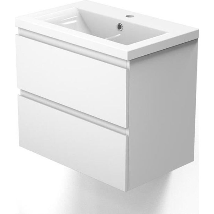 Meuble sous Lavabo de Salle de Bain Meuble Dessous de Lavabo Meuble de  Rangement sous Vasque en Bois Blanc 60*30*60cm - Cdiscount Maison