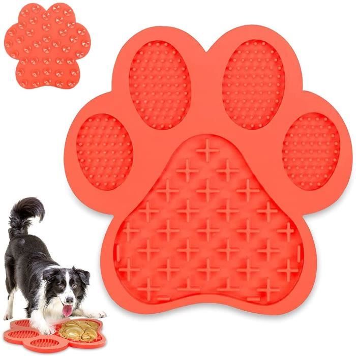 Tapis à lécher Tapis à Lécher pour Chien Chien de Lécher Coussin Coussinets De Chien Léchez en Silicone avec Ventouses (Rouge)