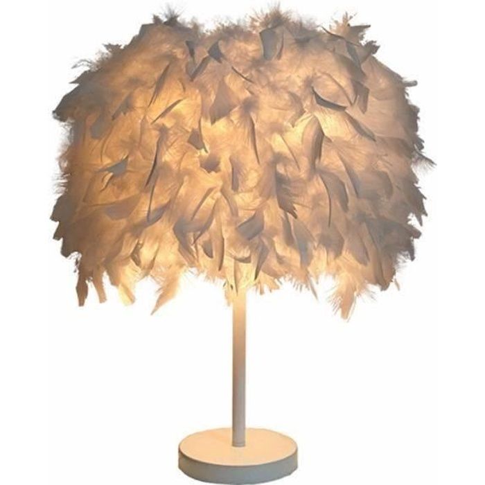 Lot de 2 Lampe de chevet À plumes Blanc Abat-Jour Moderne Mode pour Salon Chambre Bar Hotel Décoration de La Maison