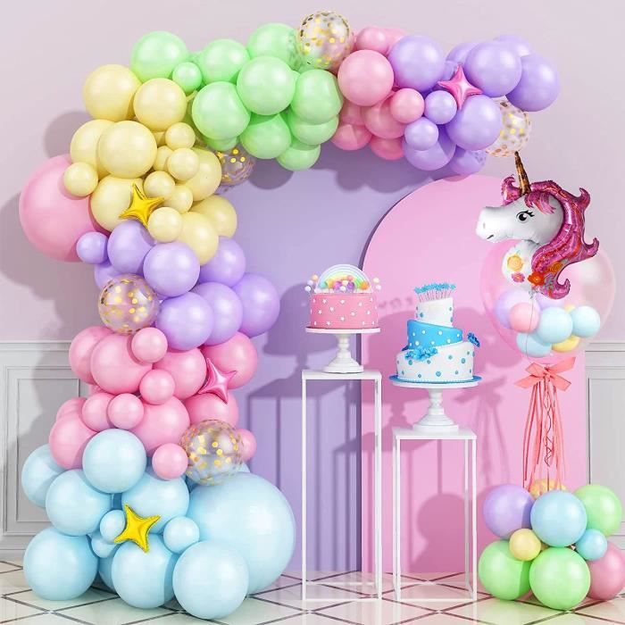 Ballon Decoration Anniversaire Licorne Fille Jouet Kit Deco Enfant Cadeau  Arche 18 10 ans Chiffre Toile de Fond Banderole Pour 6 8