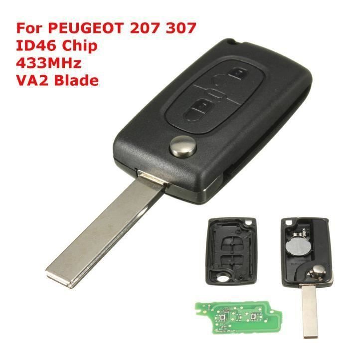 12 Peugeot 107 207 307 407 remote key fob compatible étui 2 boutons