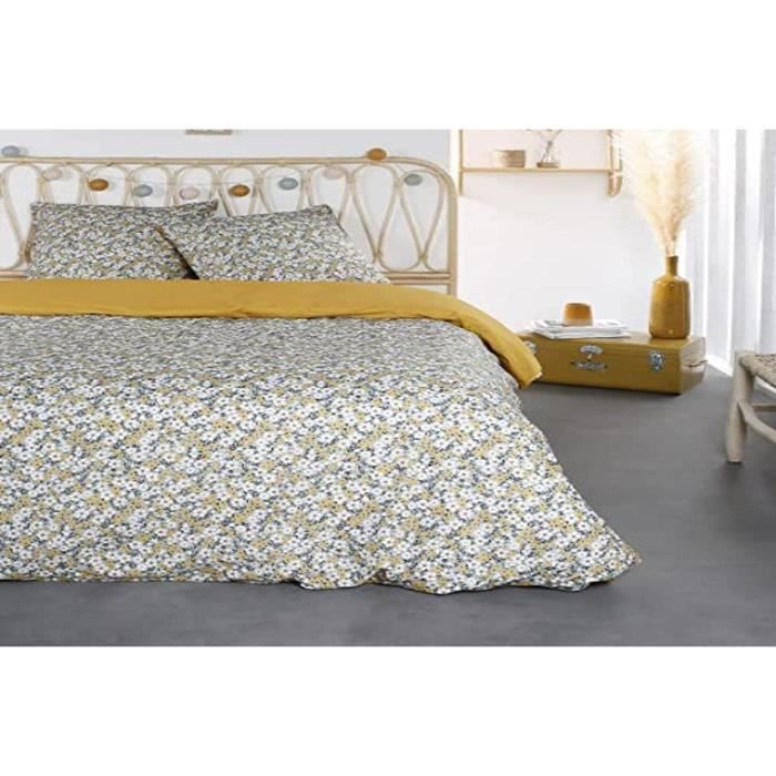 Housse De Couette 220x240cm Coton Vieux Rose - Parure Lit 2 Personnes OEKO-TEX - 2 Taies 65x65cm