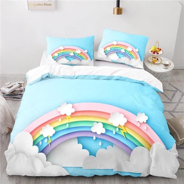 Erosebridal Housse de couette arc-en-ciel 100 % coton