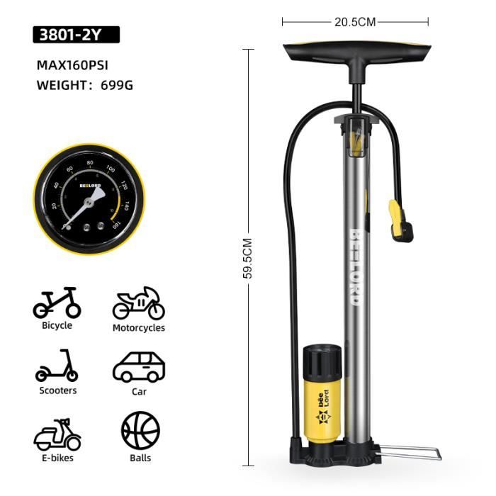 Pompe à Vélo En Acier On Bike Avec Manomètre Intégré – Gonflage Précis Et Facile