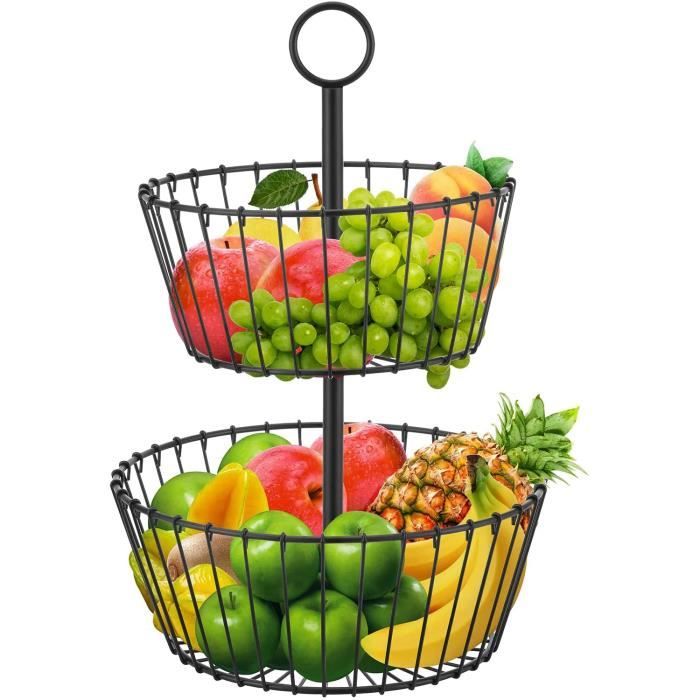 Koomiao Corbeille à Fruits 5 Étages En Métal Noir – Élégant Porte-Fruits Design Moderne Pour Cuisine Et Salon
