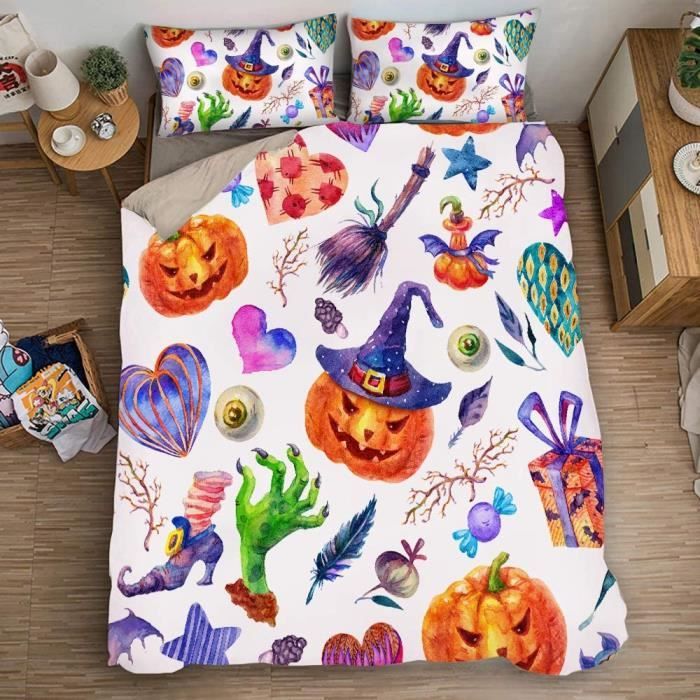 Housse De Couette Enfant 120x150 Cm + Taie 40x60 - Microfibre Douce, Motif Pois Colorés, Fermeture éclair