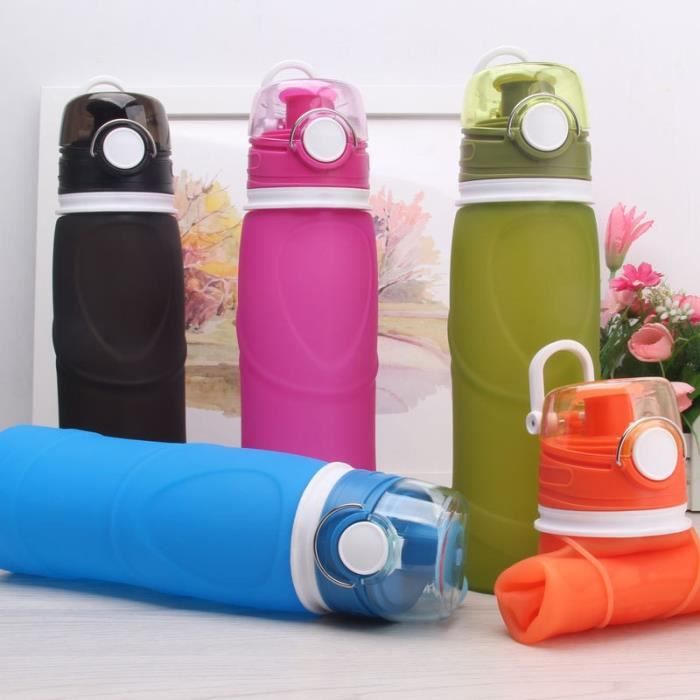 Bouteille D'eau Pliable – Tasse D'eau Carrée En Silicone De 600 Ml | Bouteille De Boisson Réutilisable Étanche | Tasse À Eau Pliante Carrée Bouteilles D'eau Carrées | Tasse De Voyage Portable