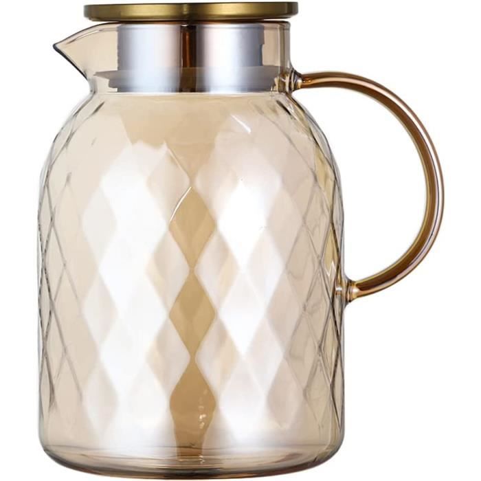 Carafe En Verre Borosilicate 1,8L Ecooe Avec Couvercle Inox - Pichet Pour Eau, Thé, Lait, Résistant à La Chaleur