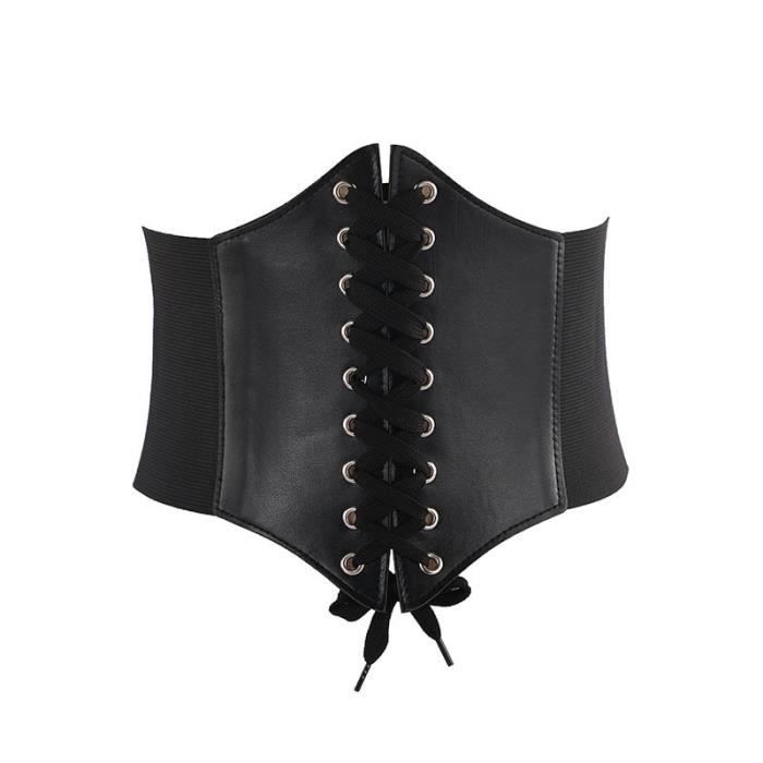 Corset Large - Le noir - 65-70 cm - Cuir PU - Ceinture Amincissante - Style Punk