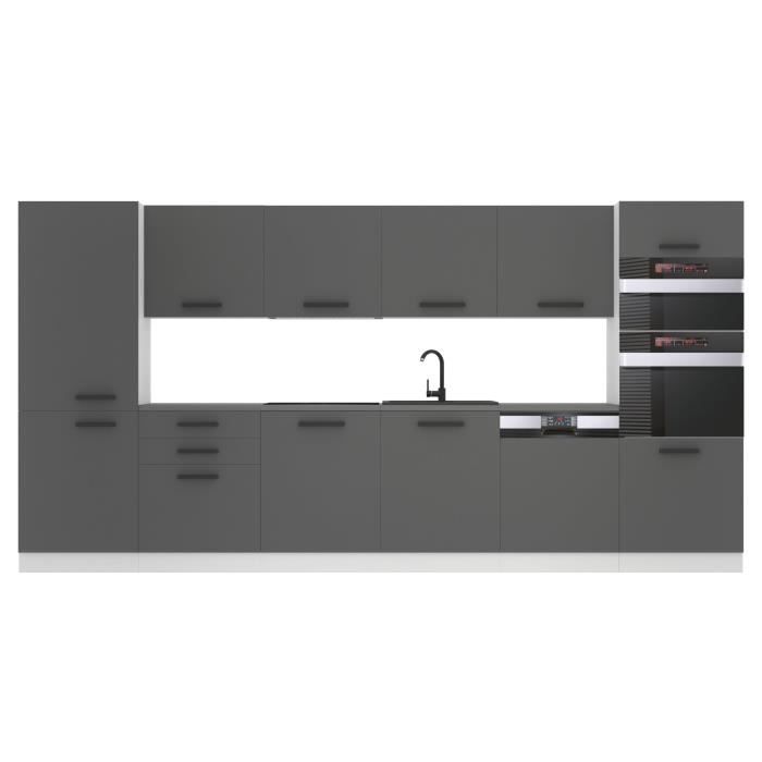 Cuisine Complète - B BELINI GROUP - NAOMI - Argent Mat - 240 cm - Design Contemporain