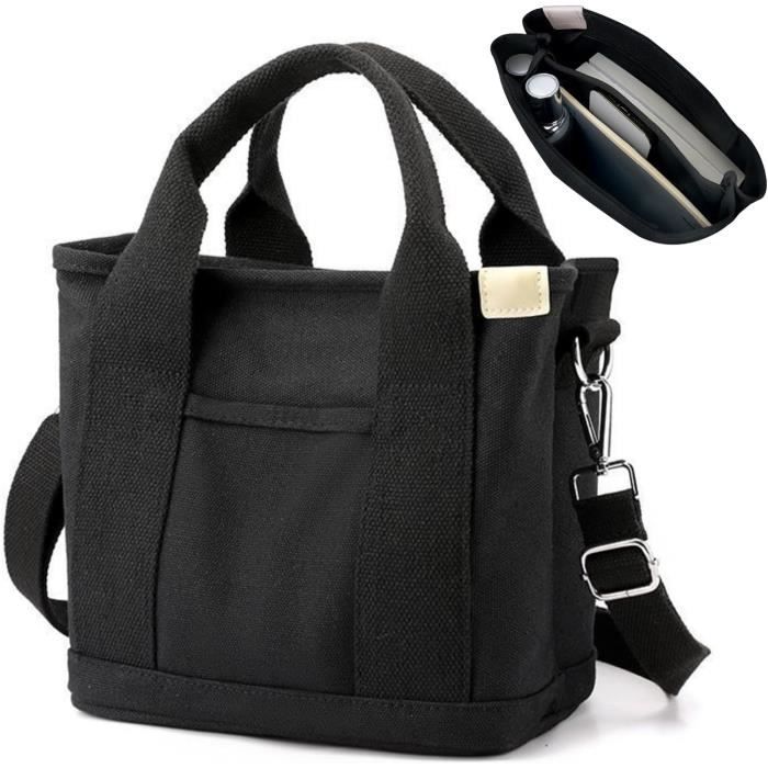Sac Fourre-tout O.P.I Noir - Toile Enduite, Bandoulière Tressée Amovible, Occasion, Dimensions 36x32x12 Cm