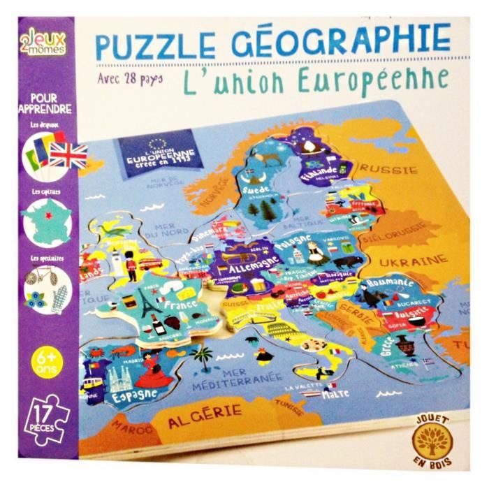 Puzzle En Bois Carte De L Union Europeenne Europe 17 Pcs