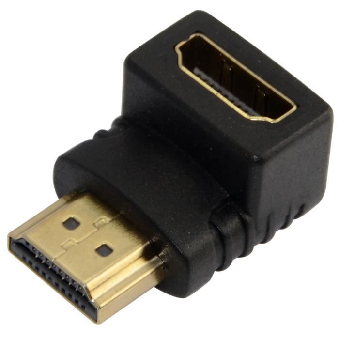 Connectland AD-HDMI-M-HDMI-F-Bas Adaptateur HDMI Male/Femelle Coude Bas 