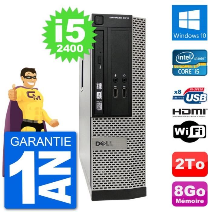  Ordinateur de bureau PC Dell OptiPlex 3010 SFF Intel i5-2400 RAM 8Go Disque 2To HDMI Windows 10 Wifi pas cher