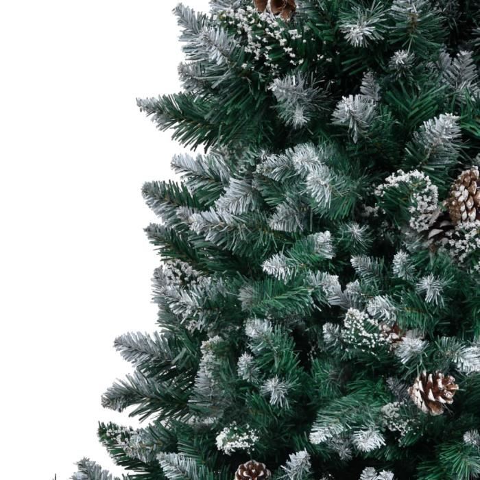 Sapin de Noël avec LED et pommes de pin Vert 225 cm PVC et PE 344298