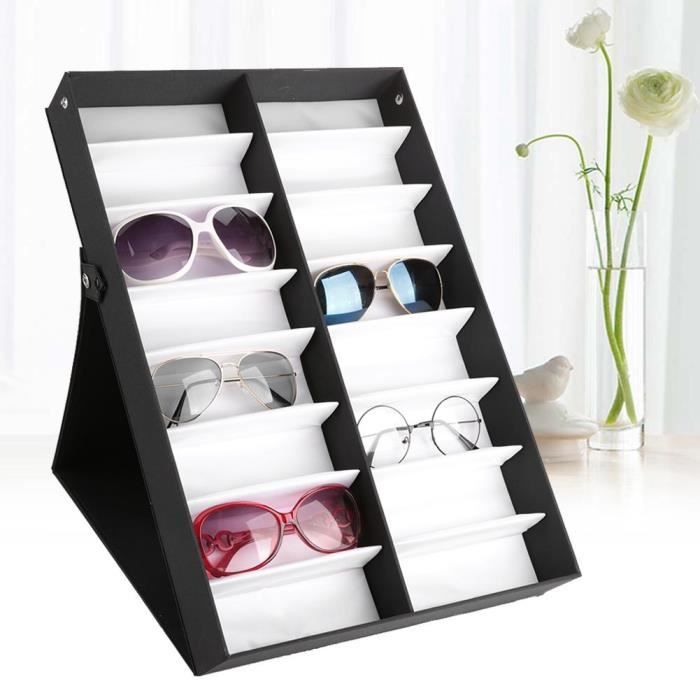 Présentoir à Lunettes De Soleil 10 Compartiments – Plateau Velours Empilable Pour Tiroir – Rangement Bijoux, Cravates