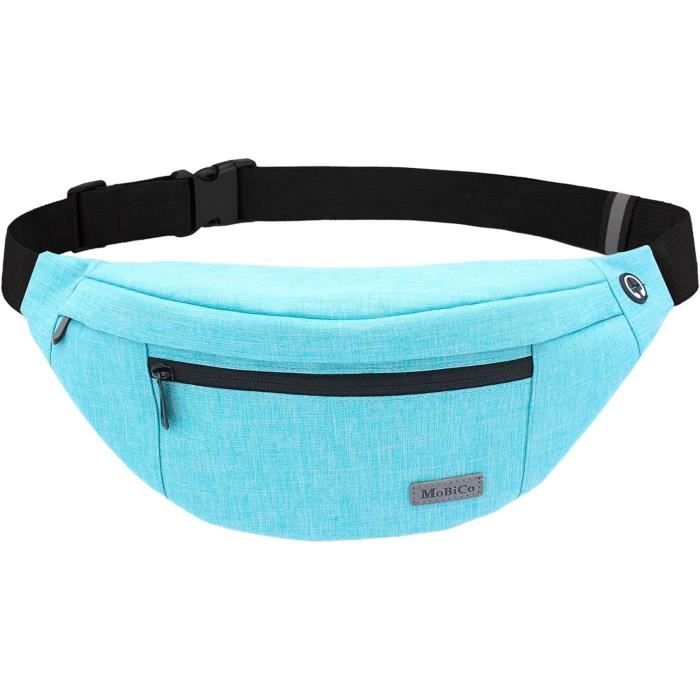 Sac Banane Unisexe En Toile Marron – 4 Poches Zippées, Pour Voyage Et Randonnée