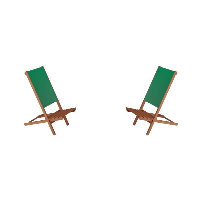 chaise pliante en bois avec table, chaise de plage, siège de pêche, tissu vert v-10-362 [double]