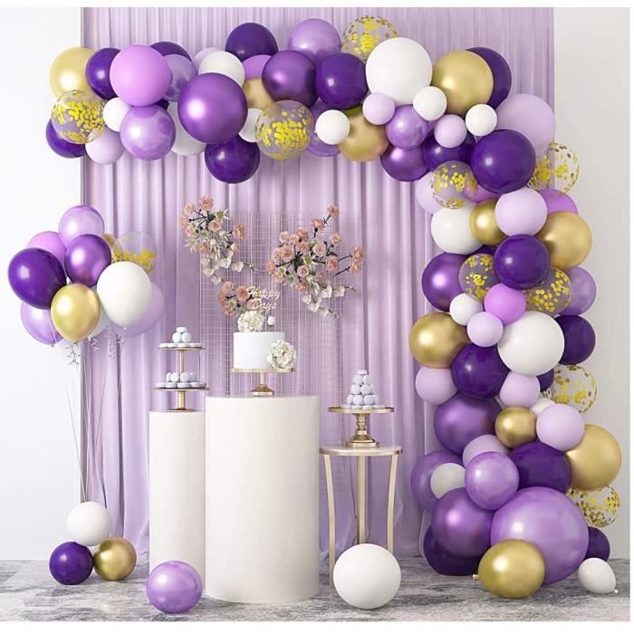 Guirlande Ballon Violet Blanc Or 128pcs Arche Ballon pour Fête Mariage  Anniversaire Décoration Anniversaire Mariage Nouvel An - Cdiscount Maison