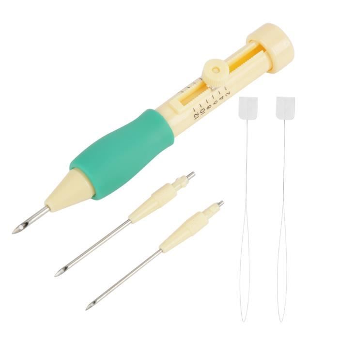 Qqmora Aiguille de poinçon de broderie Poinçon d'aiguille à broder avec
