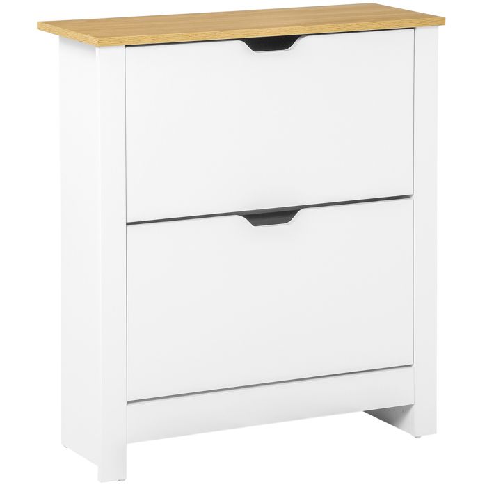 HOMCOM - meuble à chaussures - Bois - 72x26x80cm - Blanc Bois naturel