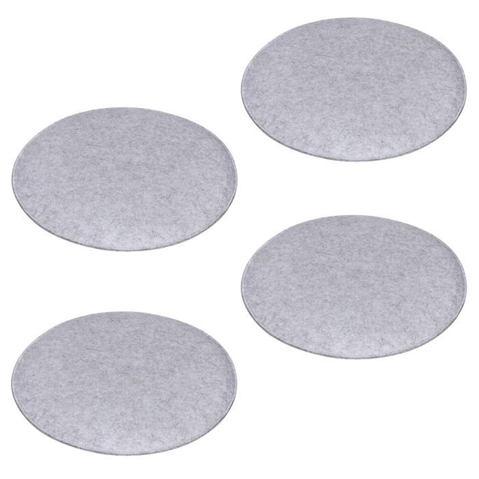 Lot de 4 coussins dassise JONITA pour chaises de salle à manger ou bureau galettes de chaise ou fauteuil rondes en feutre gris
