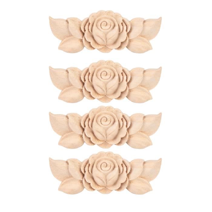 Massif Sculpté Applique Bois Sculpté Vintage Non Peints Plat