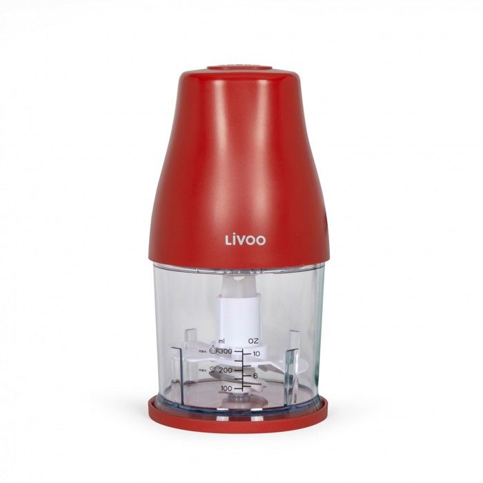 Hachoir - LIVOO - DOP244R - 400W - 1 vitesse et turbo - Bol gradué 300 ml - 2 lames acier inoxydable - Livoo