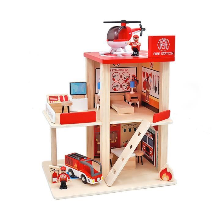 Caserne De Pompiers Small Foot En Bois - Jeu De Rôle Avec Véhicule Et Pompier