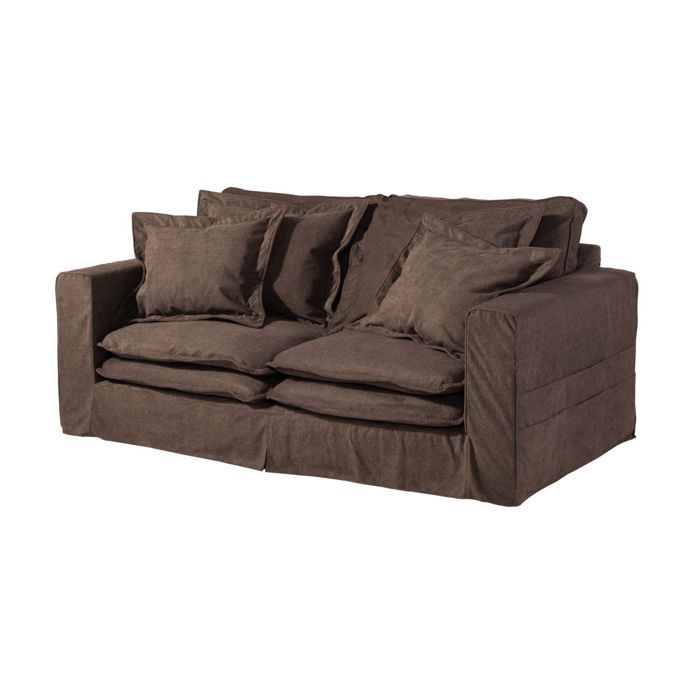 Canapé 2 places en polyester gris taupe KINGSTON Canapé 2 places en polyester gris taupe KINGSTON
