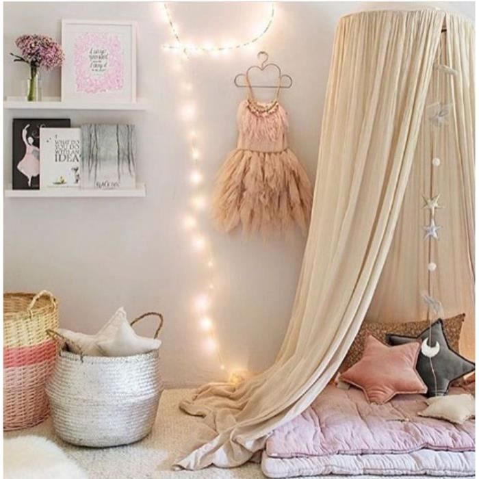 Ciel De Lit Enfant Baldaquin Rideaux De Lit Tente De Jeu Interieur Decoration Chambre Princesse Moustiquaire Kaki Cdiscount Puericulture Eveil Bebe