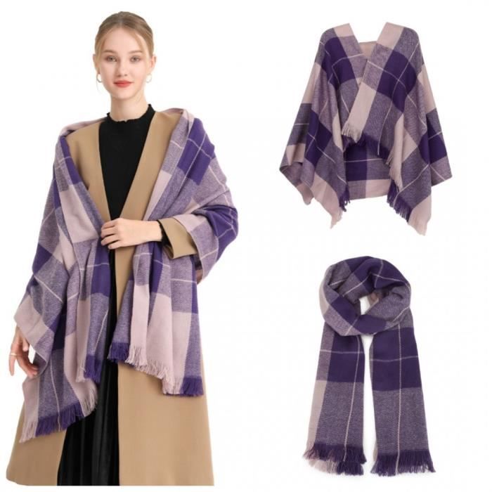 Écharpe Femme à Carreaux - Foulard Long Et Doux Pour L'hiver