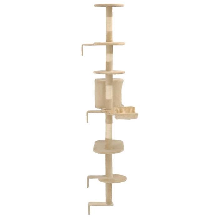 Arbre à chat avec griffoirs en sisal Montage mural 194 cm Beige Mothinessto LY0948