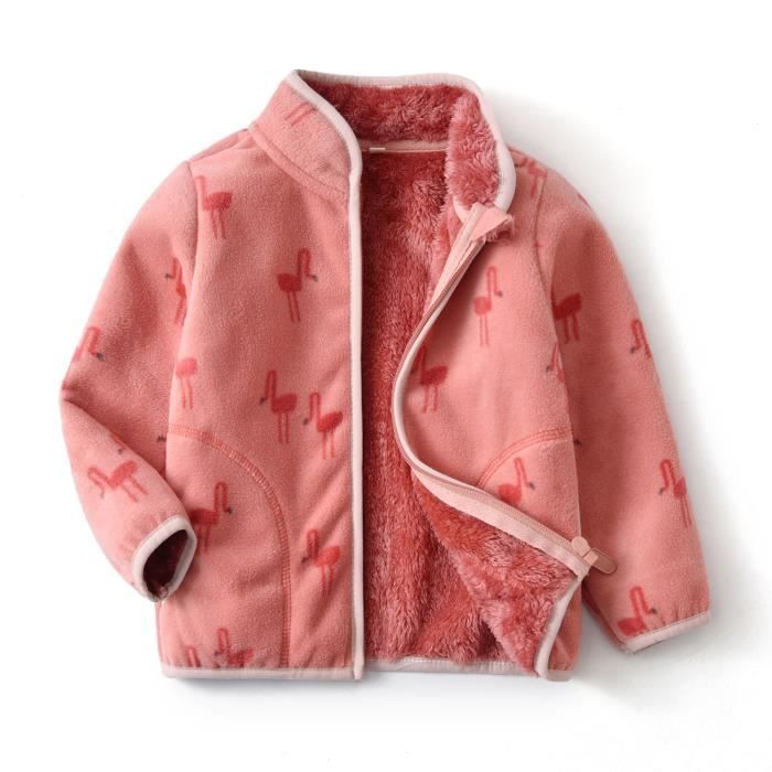 Veste Polaire Enfant Fille - Rose Rouge - Col Montant - Chaude et  Confortable pour Sports d'Hiver et Ski