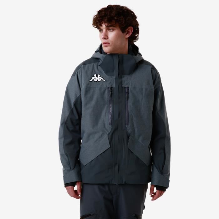 manteau de ski homme kappa 6cento 602fw - gris et noir - imperméable et respirant