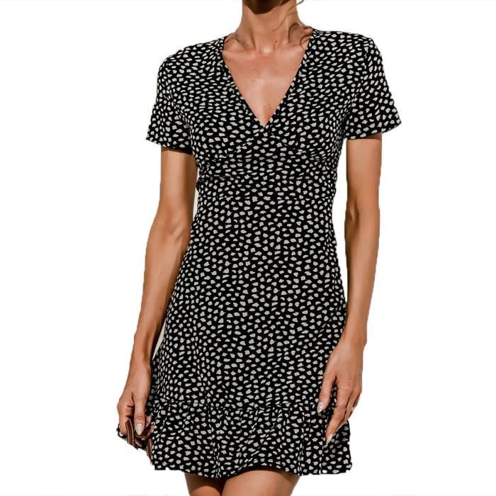 Robe décontractée à pois à manches courtes